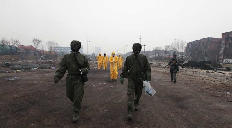 Milit?rische Spezialkr?fte r?umen in Tianjin auf