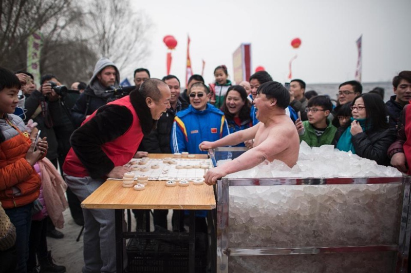 Chinesisches Schachspiel im Eis