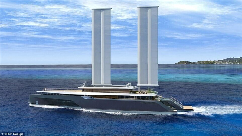 Hybrid-Luxusjacht mit Pool und Baum