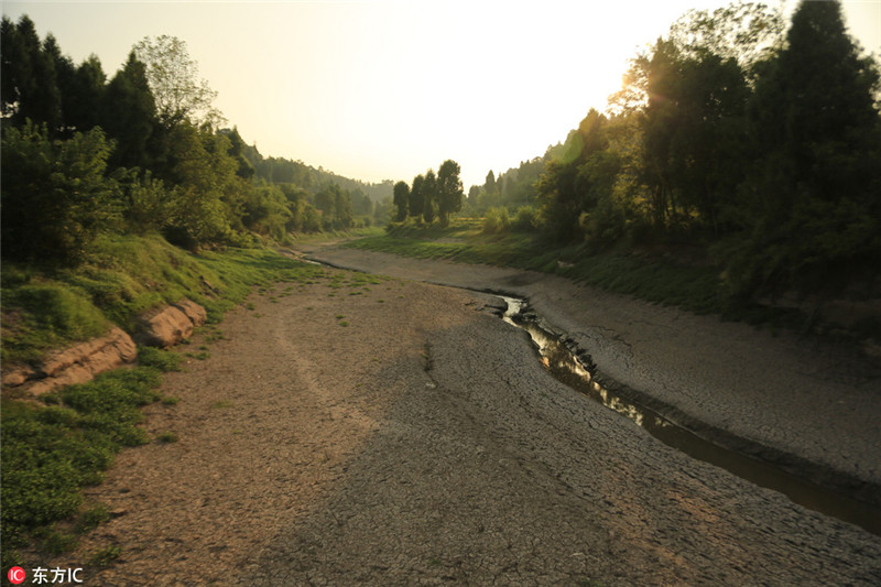 Dürre in Chongqing l?sst Flussbett austrocknen