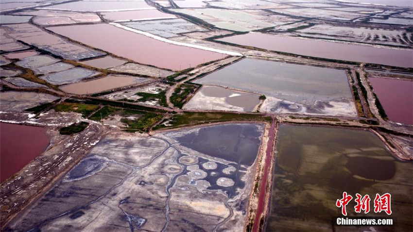 Die vielen Farben des herbstlichen Yanhu-Sees aus der Vogelperspektive