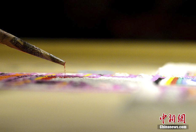 Sandbild des Yamataka-Mandalas in Lhasa