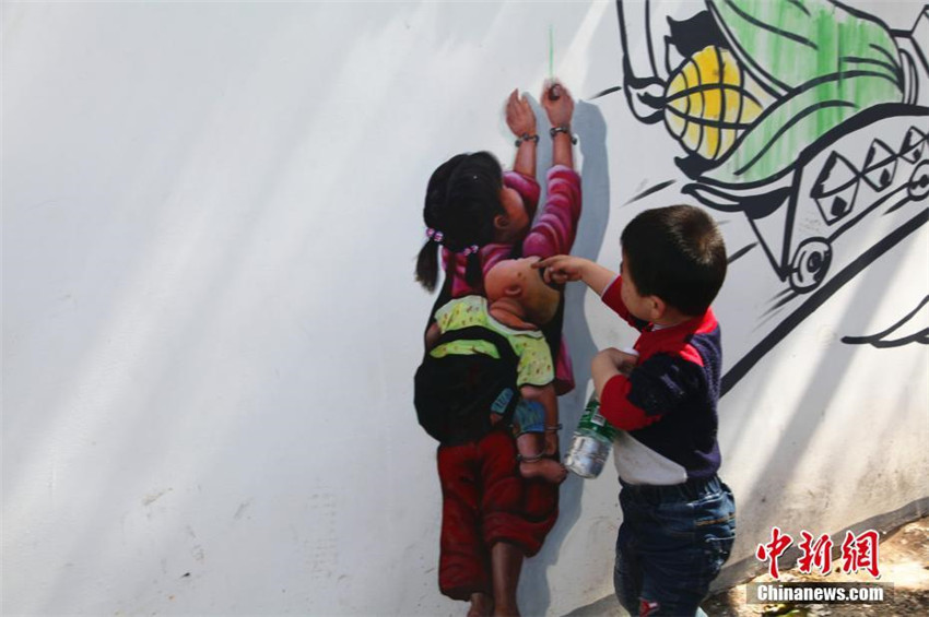 3D-Wandmalereien in Jiangxier Dorf