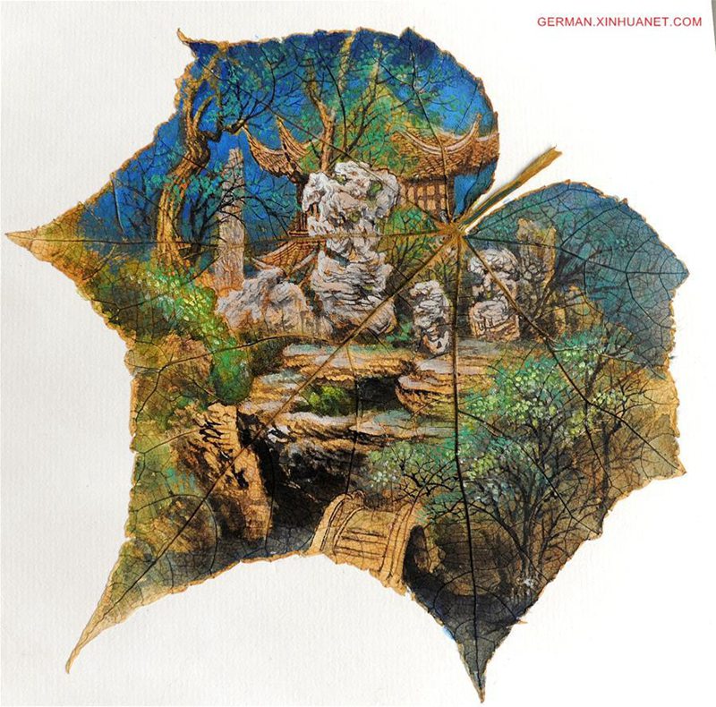 Klassische chinesische G?rten in Blatt-Malerei-Kunstwerken