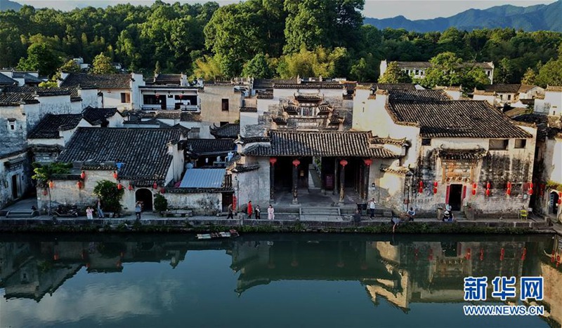 Blick von oben auf historische D?rfer im Süden Anhuis