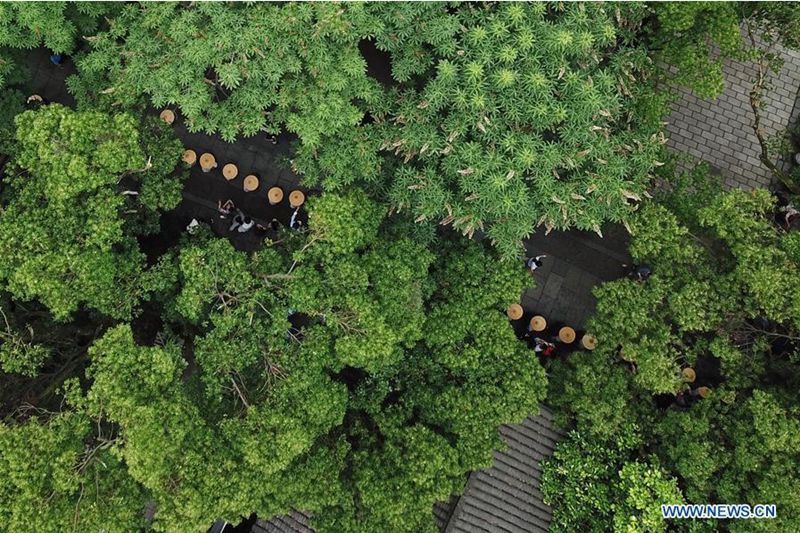 M?nche nehmen an traditionellem Fu?marsch in Hangzhou teil