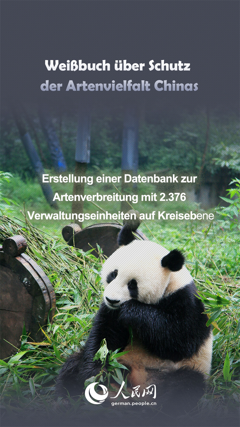 Wei?buch über Schutz der Artenvielfalt Chinas in Zahlen
