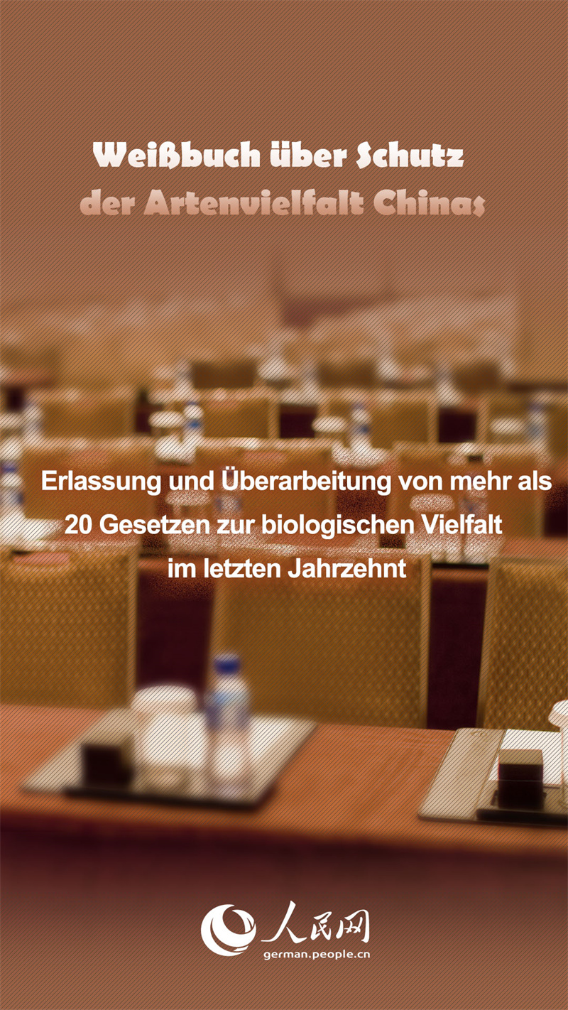 Wei?buch über Schutz der Artenvielfalt Chinas in Zahlen